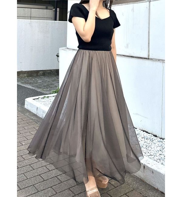 MERCURYDUO「チュールドッキングビスチェニットワンピース」|ワンピース|