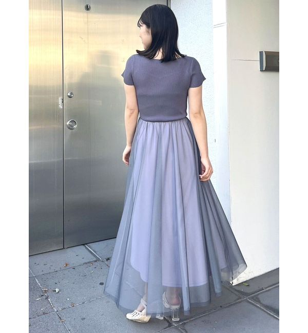 MERCURYDUO「チュールドッキングビスチェニットワンピース」|ワンピース|