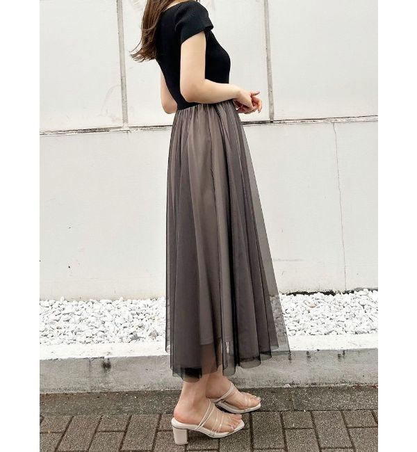 MERCURYDUO「チュールドッキングビスチェニットワンピース」|ワンピース|