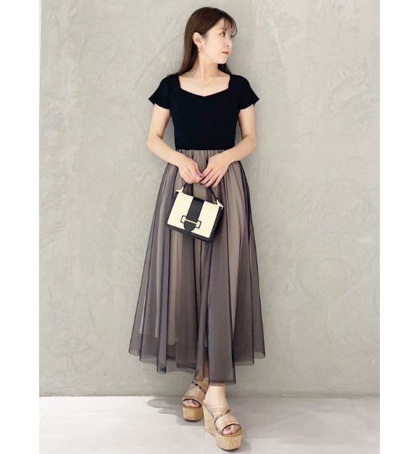 MERCURYDUO「チュールドッキングビスチェニットワンピース」|ワンピース|