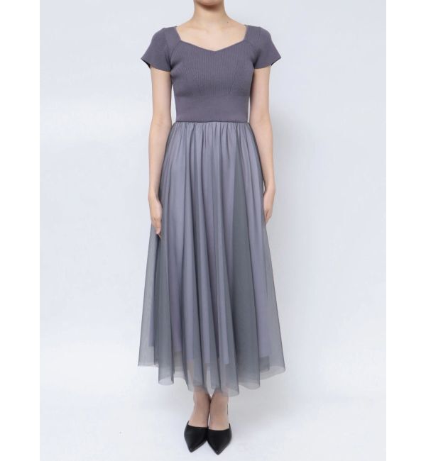 MERCURYDUO「チュールドッキングビスチェニットワンピース」|ワンピース|