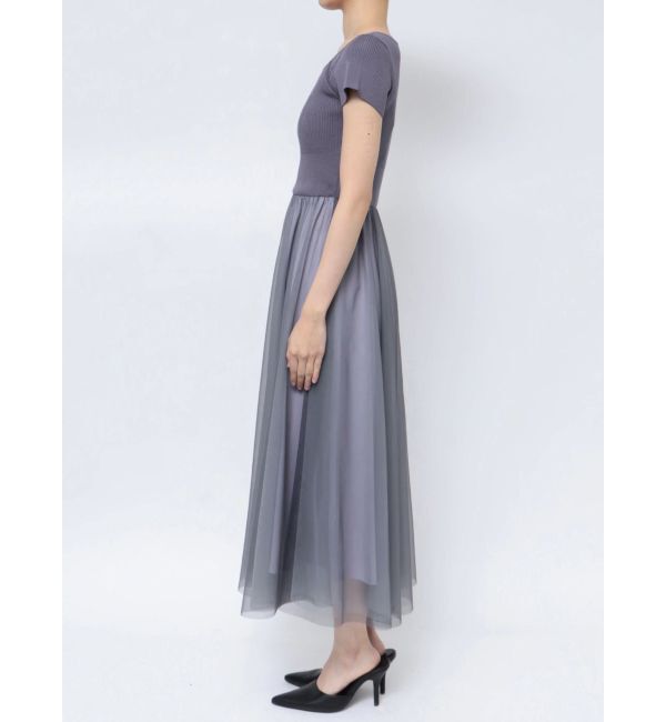 MERCURYDUO「チュールドッキングビスチェニットワンピース」|ワンピース|