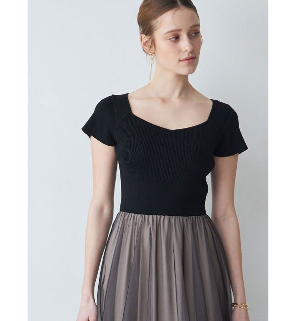 MERCURYDUO「チュールドッキングビスチェニットワンピース」|ワンピース|