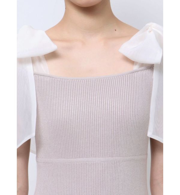 MERCURYDUO「ショルダーリボンニットワンピース」|ワンピース|