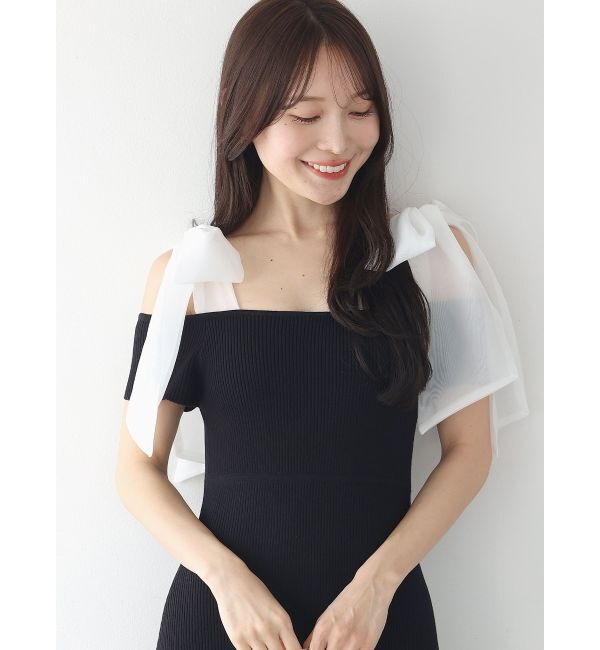 MERCURYDUO「ショルダーリボンニットワンピース」|ワンピース|