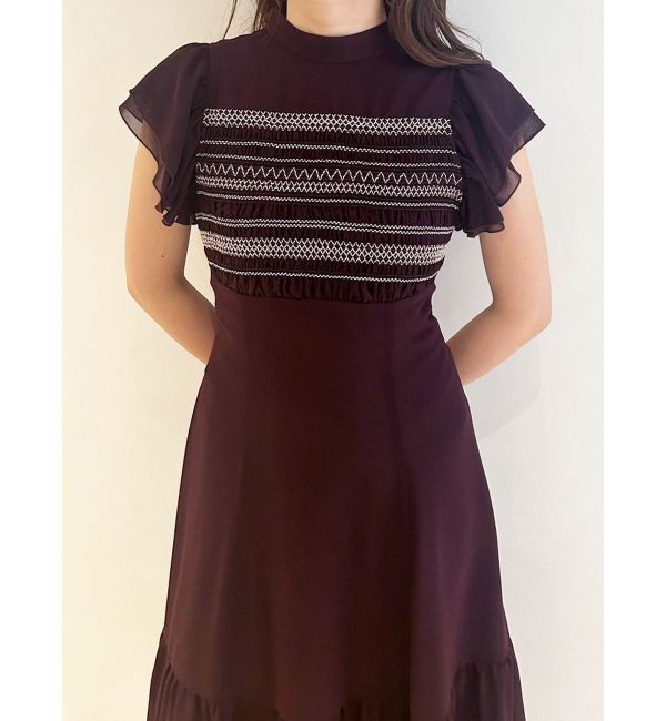 MERCURYDUO「カラースモッキングラッフルワンピース」|ワンピース|