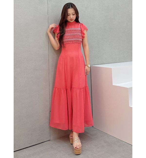 MERCURYDUO「カラースモッキングラッフルワンピース」|ワンピース|