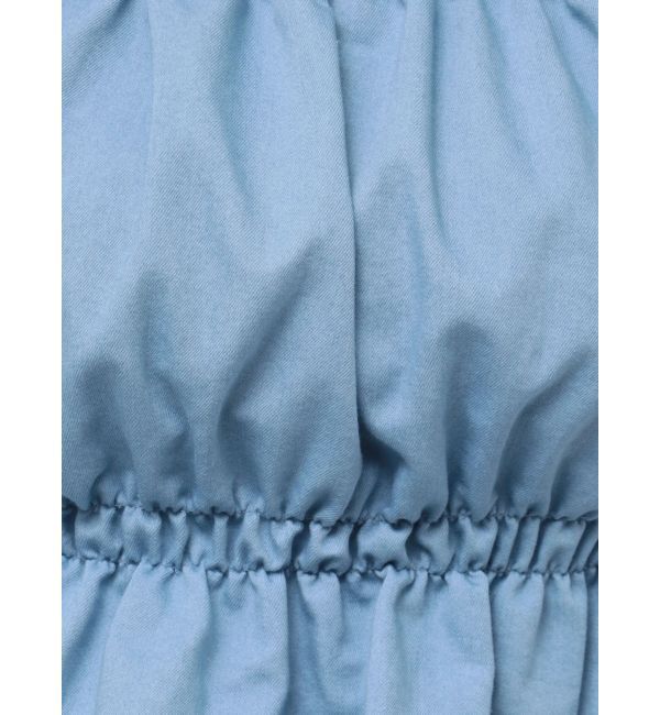 MERCURYDUO「デニム2WAYオフショル五分袖シャーリングブラウス」|シャツ・ブラウス|