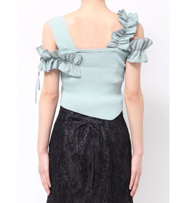 MERCURYDUO「異素材シャーリングフリルニット」|ニット・セーター|