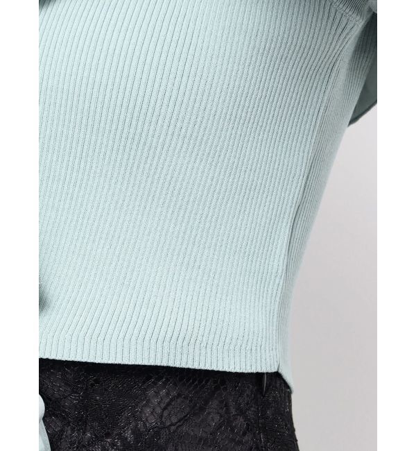 MERCURYDUO「異素材シャーリングフリルニット」|ニット・セーター|