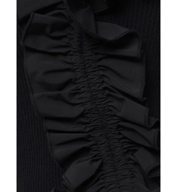 MERCURYDUO「異素材シャーリングフリルニット」|ニット・セーター|