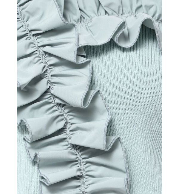 MERCURYDUO「異素材シャーリングフリルニット」|ニット・セーター|