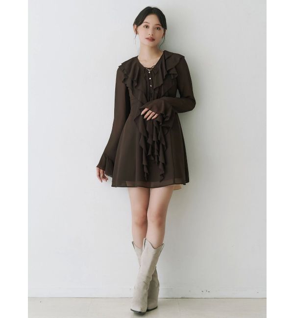 MERCURYDUO「ラッフルフリルミニワンピース」|ワンピース|