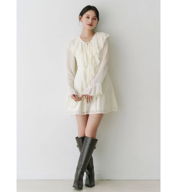MERCURYDUO「ラッフルフリルミニワンピース」|ワンピース|