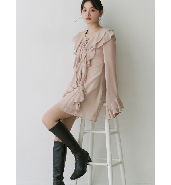 MERCURYDUO「ラッフルフリルミニワンピース」|ワンピース|ベビーピンク