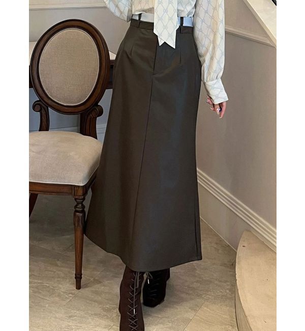 MERCURYDUO「ウエストレイヤードナロースカート」|スカート|ブラウン