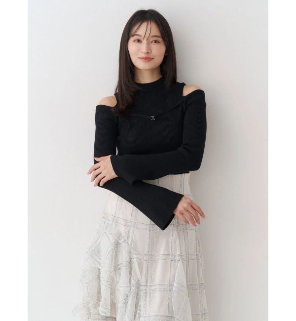 MERCURYDUO「ショルダースリットナローストラップニット」|ニット・セーター|