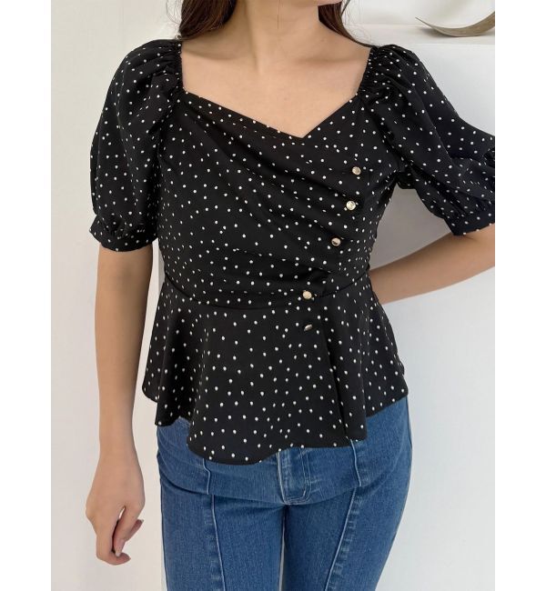 MERCURYDUO「2WAYドットペプラムブラウス」|シャツ・ブラウス|ブラック