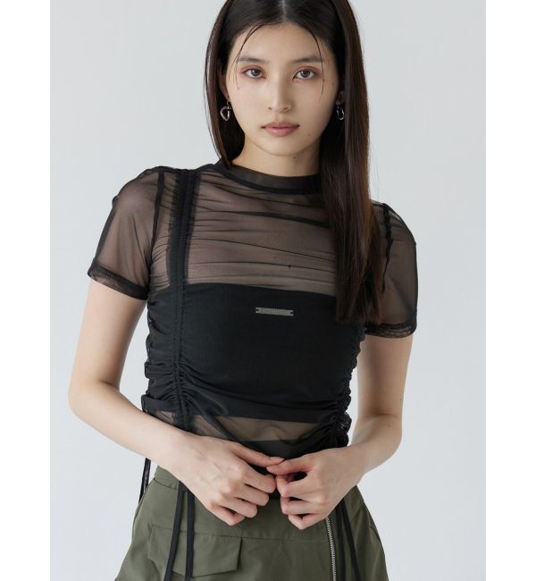 MURUA「グラデーションシアートップス」|Tシャツ・カットソー|ブラック