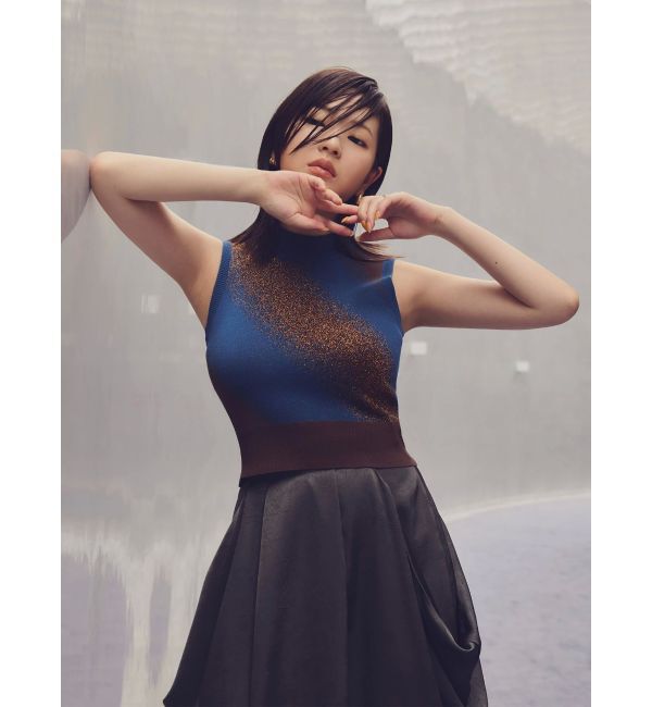 MURUA「クロップドグラデーションニット」|ニット・セーター|ブルー