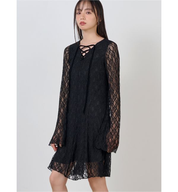 MURUA「レースアップミニワンピース」|ワンピース|ブラック