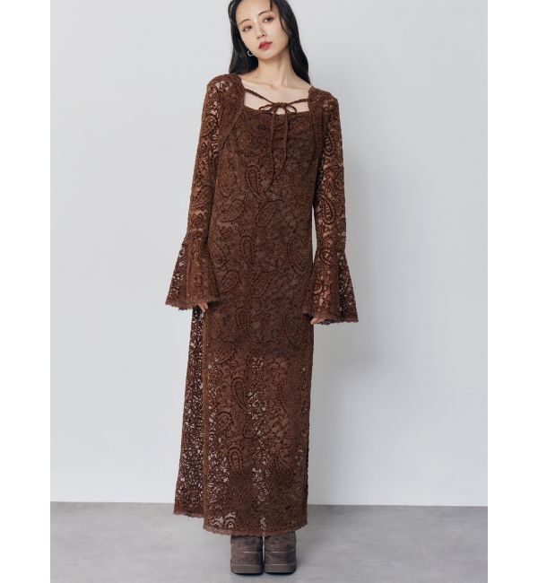 MURUA「ブラッシュレースワンピース」|ワンピース|ブラウン