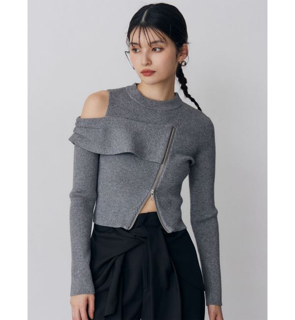 MURUA「ワンショルダーZIPニット」|ニット・セーター|
