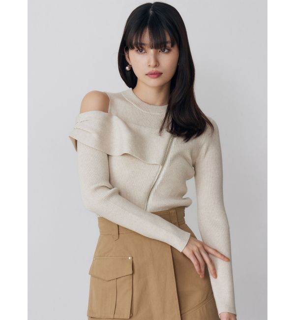MURUA「ワンショルダーZIPニット」|ニット・セーター|