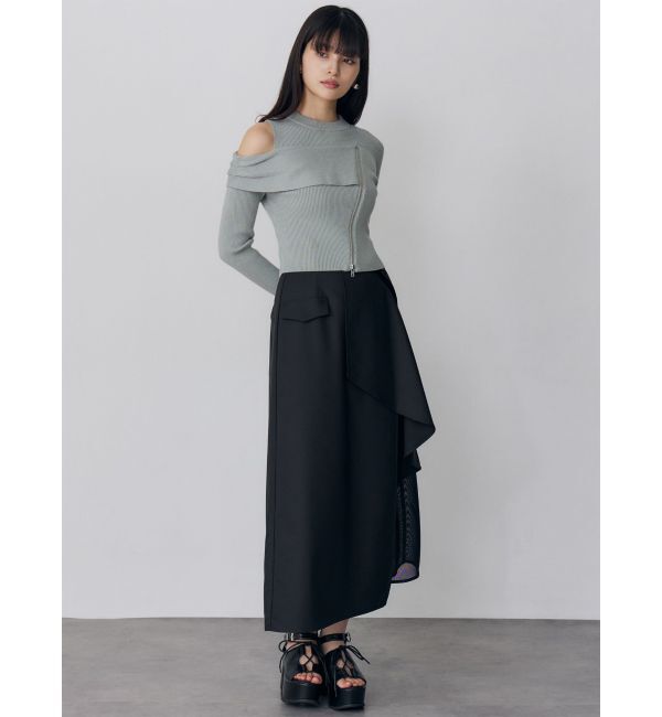 MURUA「ワンショルダーZIPニット」|ニット・セーター|