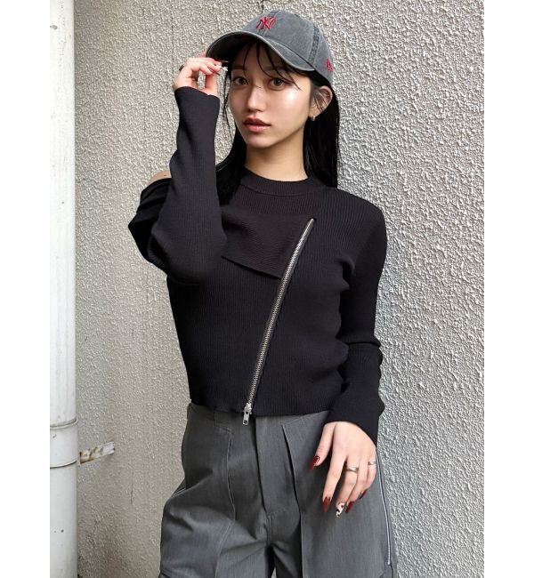 MURUA「ワンショルダーZIPニット」|ニット・セーター|