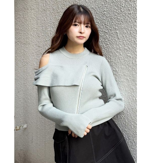 MURUA「ワンショルダーZIPニット」|ニット・セーター|