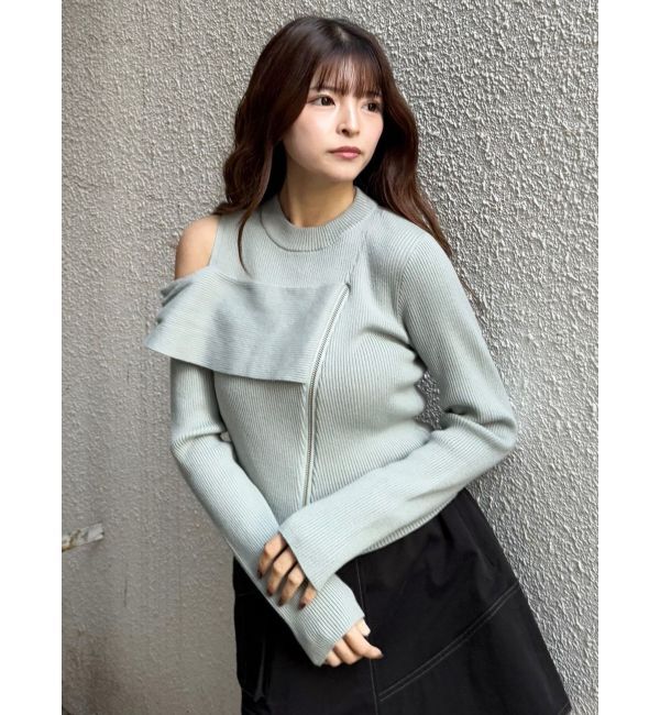 MURUA「ワンショルダーZIPニット」|ニット・セーター|
