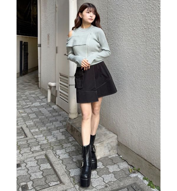 MURUA「ワンショルダーZIPニット」|ニット・セーター|