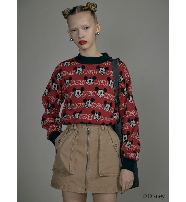 MURUA「【ミッキーマウス】ジャガードニット」|ニット・セーター|レッド