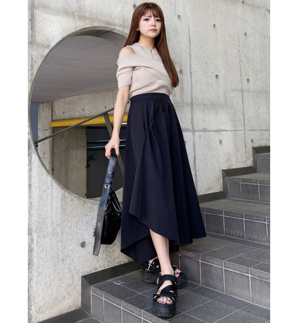 MURUA「ZIPカシュクールハーフニット」|ニット・セーター|