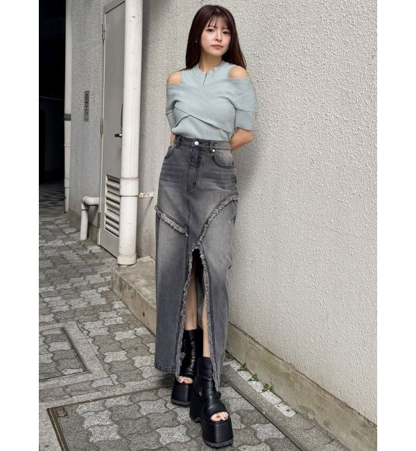 MURUA「ZIPカシュクールハーフニット」|ニット・セーター|