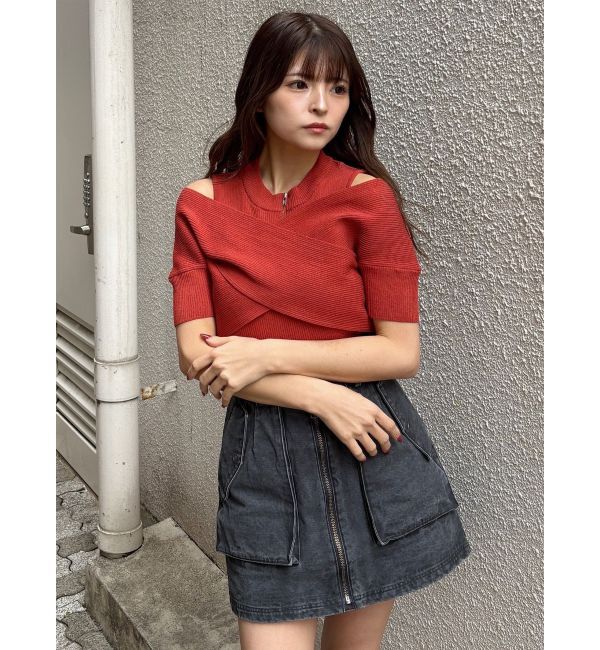 MURUA「ZIPカシュクールハーフニット」|ニット・セーター|