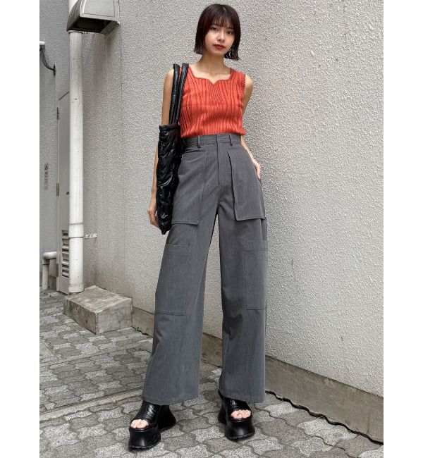 MURUA「スクエアキーネックリブニットタンク」|タンクトップ|