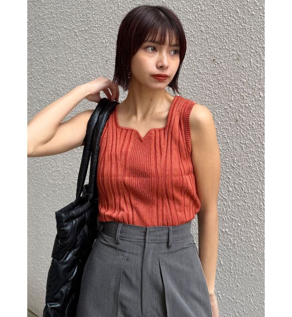 MURUA「スクエアキーネックリブニットタンク」|タンクトップ|