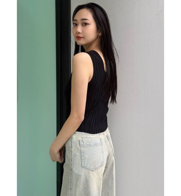 MURUA「スクエアキーネックリブニットタンク」|タンクトップ|