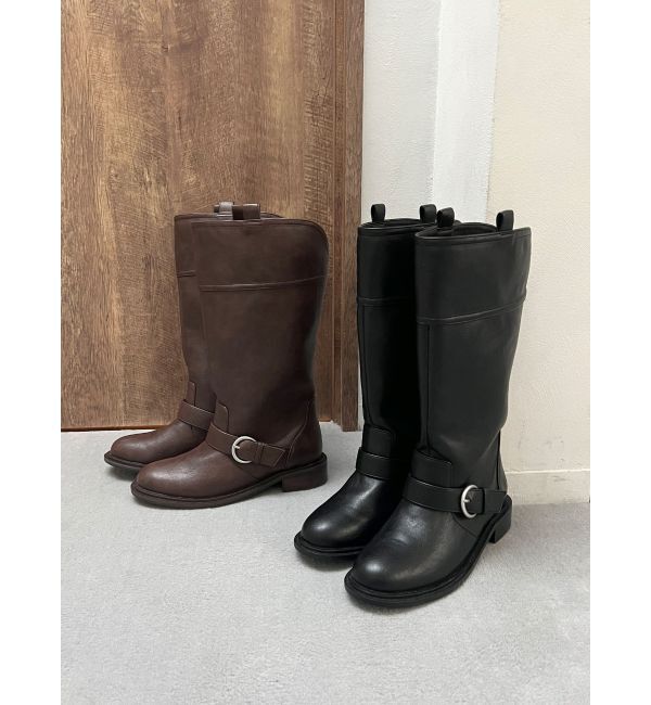 Ungrid「バックルコンビロングブーツ」|ロングブーツ|