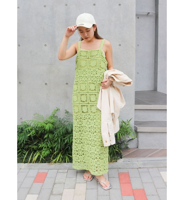 Ungrid「透かし編みレースキャミワンピース」|ワンピース|