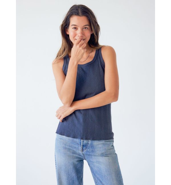 Ungrid「ランダムテレコタンクトップ」|タンクトップ|チャコールグレー