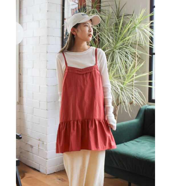 Ungrid「バックオープンミドル丈キャミ」|キャミソール|レッド