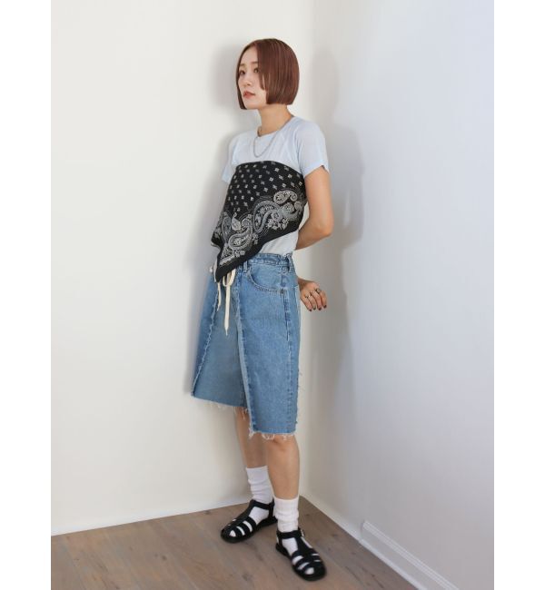 Ungrid「リメイクデニムハーフパンツ」|デニム|