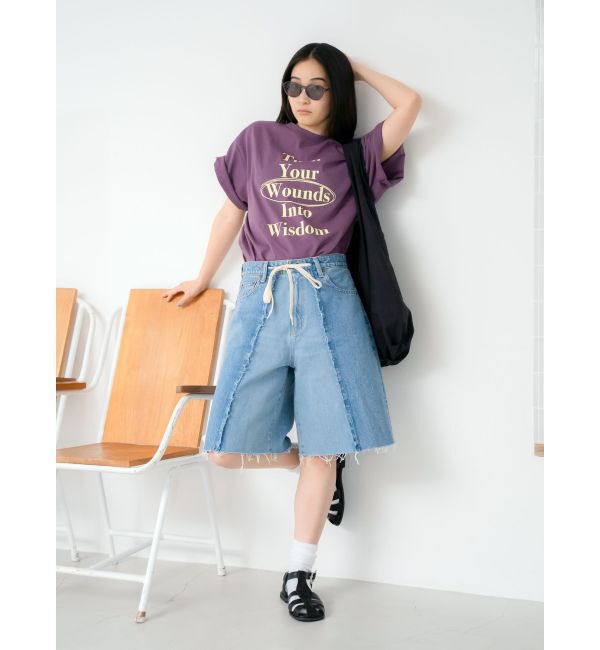 Ungrid「リメイクデニムハーフパンツ」|デニム|