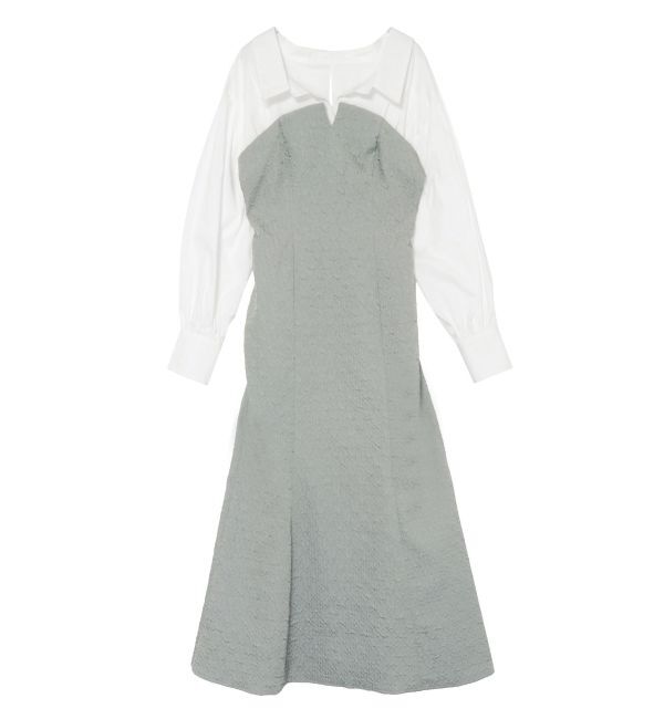 LAGUNAMOON「シャツドッキングエンボスワンピース」|ワンピース|ミントグリーン