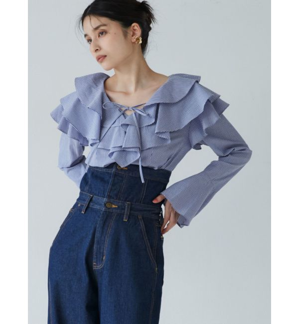 LAGUNAMOON「ハイウエストデニムバギーパンツ」|デニム|