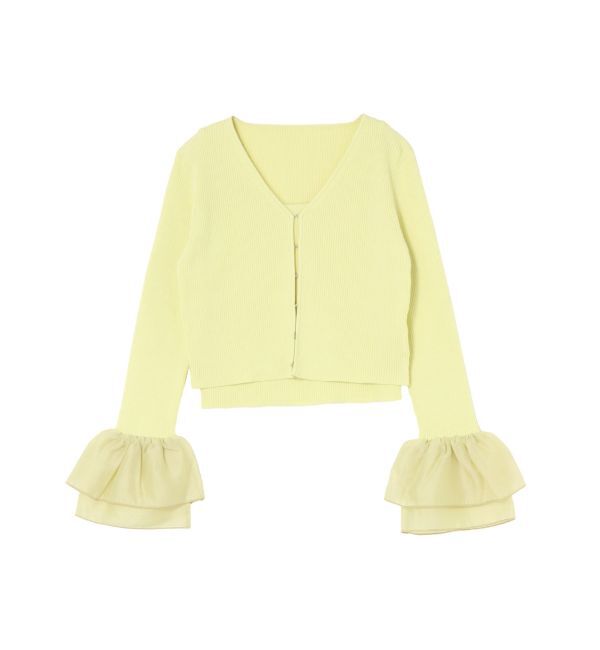 LAGUNAMOON「シアーフレアカフスニットアンサンブル」|ニット・セーター|ライトグリーン