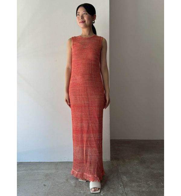 LAGUNAMOON「メッシュフリンジニットワンピース」|ワンピース|